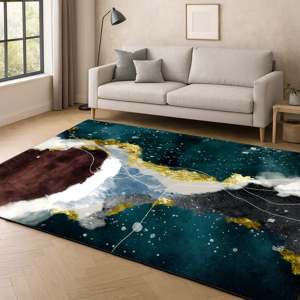 Abstract Pattern Polyester Rug Anti Slip Machine Made | Salvora