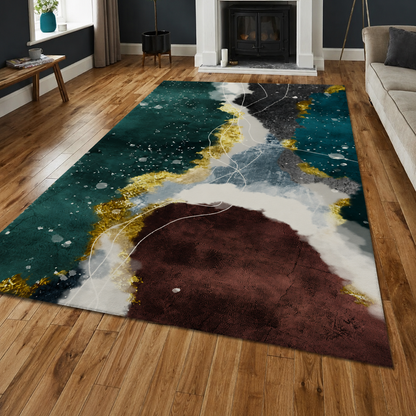 Abstract Pattern Polyester Rug Anti Slip Machine Made | Salvora