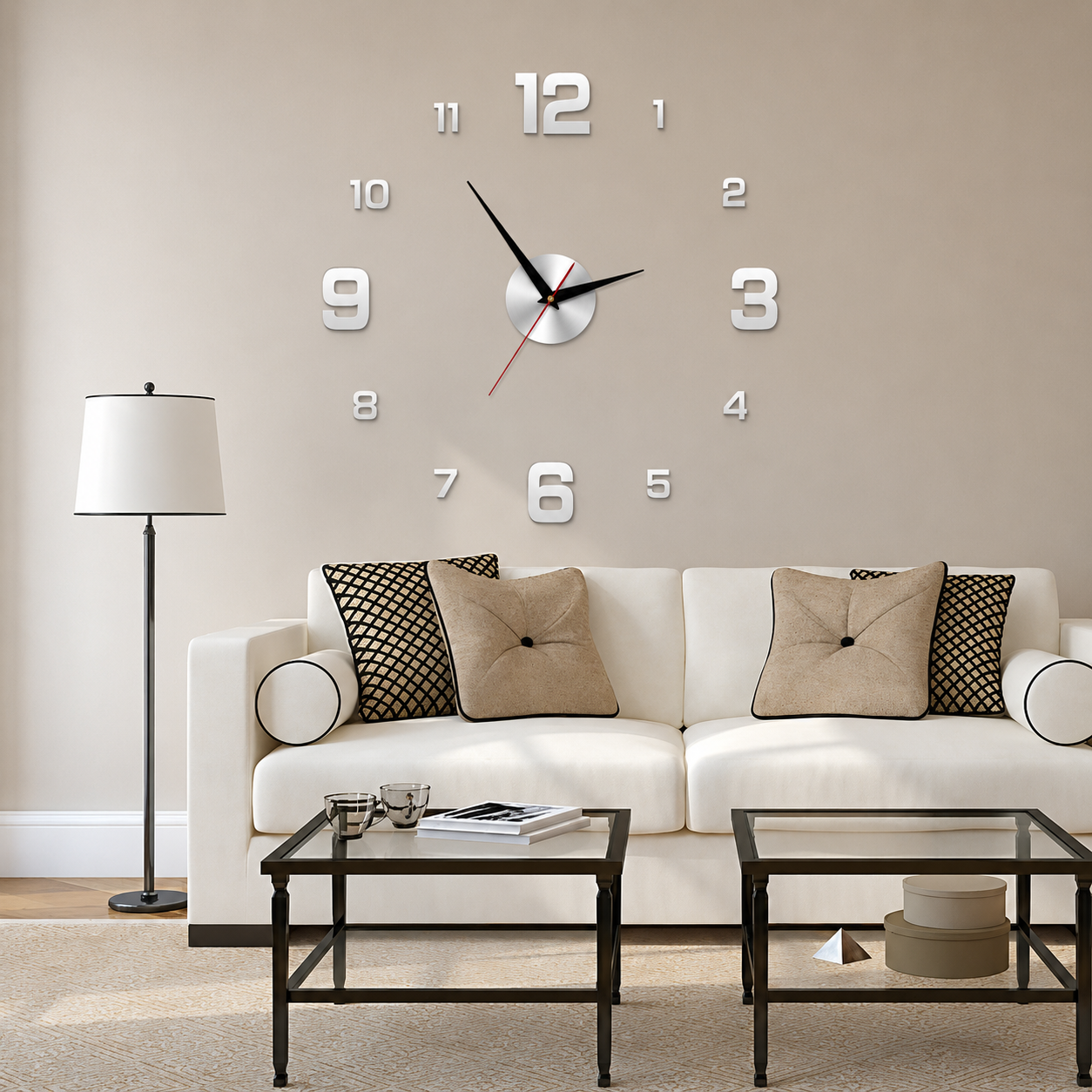 Acrylic Round Wall Clock Quartz Modern Living Room | Pendoza