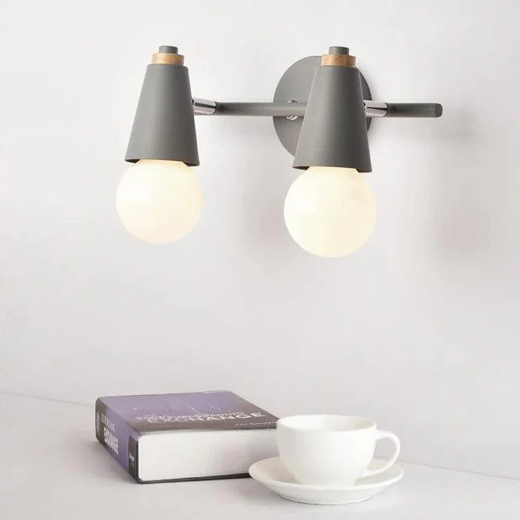 Adjustable Iron Wood Wall Light With Dual Heads | Lumawyn