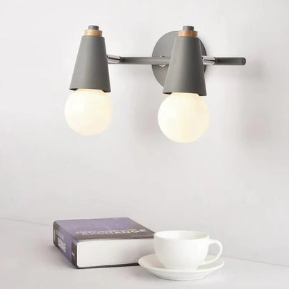 Adjustable Iron Wood Wall Light With Dual Heads | Lumawyn