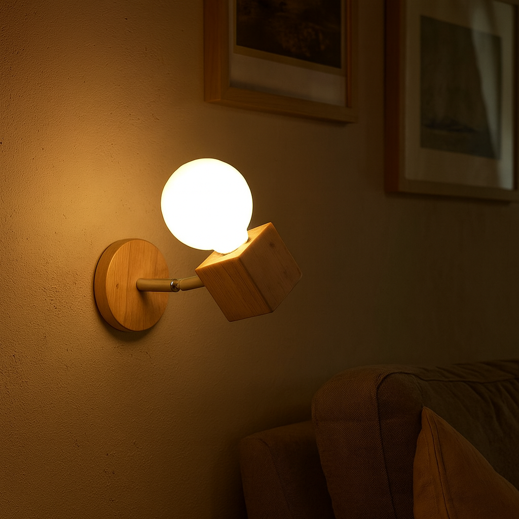 Adjustable Oak Wood Scandinavian Indoor Wall Light | Oaklume