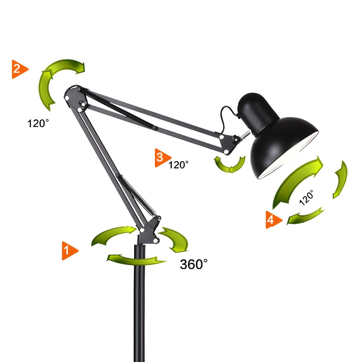 Adjustable Swing Arm Metal Floor Lamp Task Lighting | Cadrien