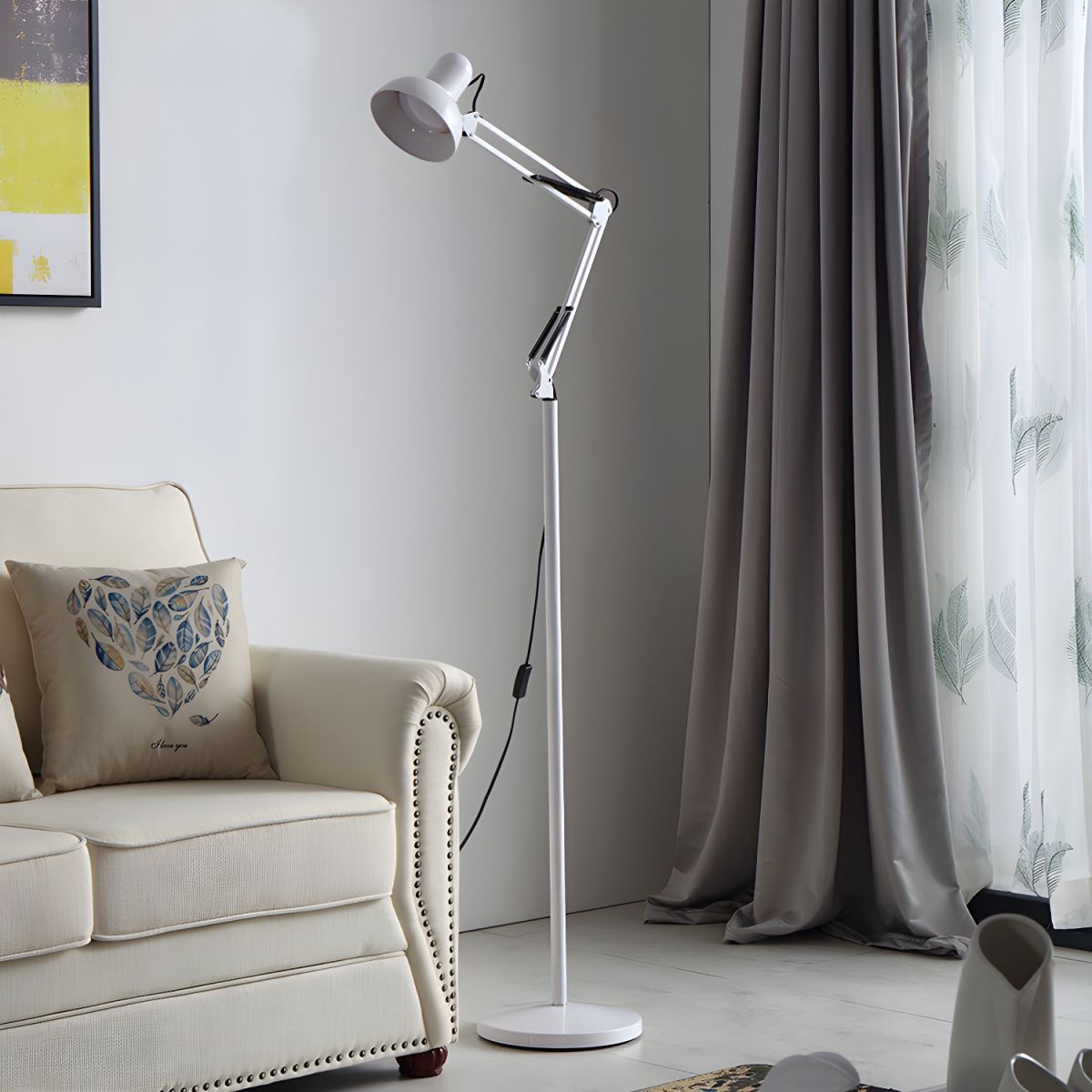 Adjustable Swing Arm Metal Floor Lamp Task Lighting | Cadrien