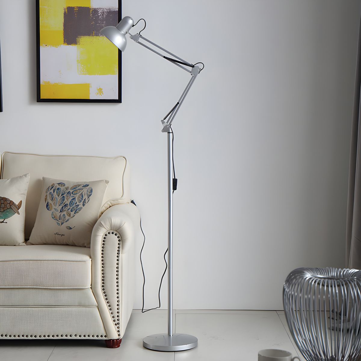 Adjustable Swing Arm Metal Floor Lamp Task Lighting | Cadrien