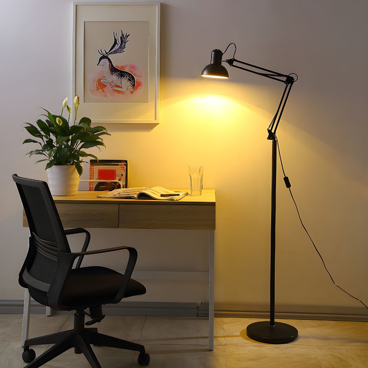 Adjustable Swing Arm Metal Floor Lamp Task Lighting | Cadrien