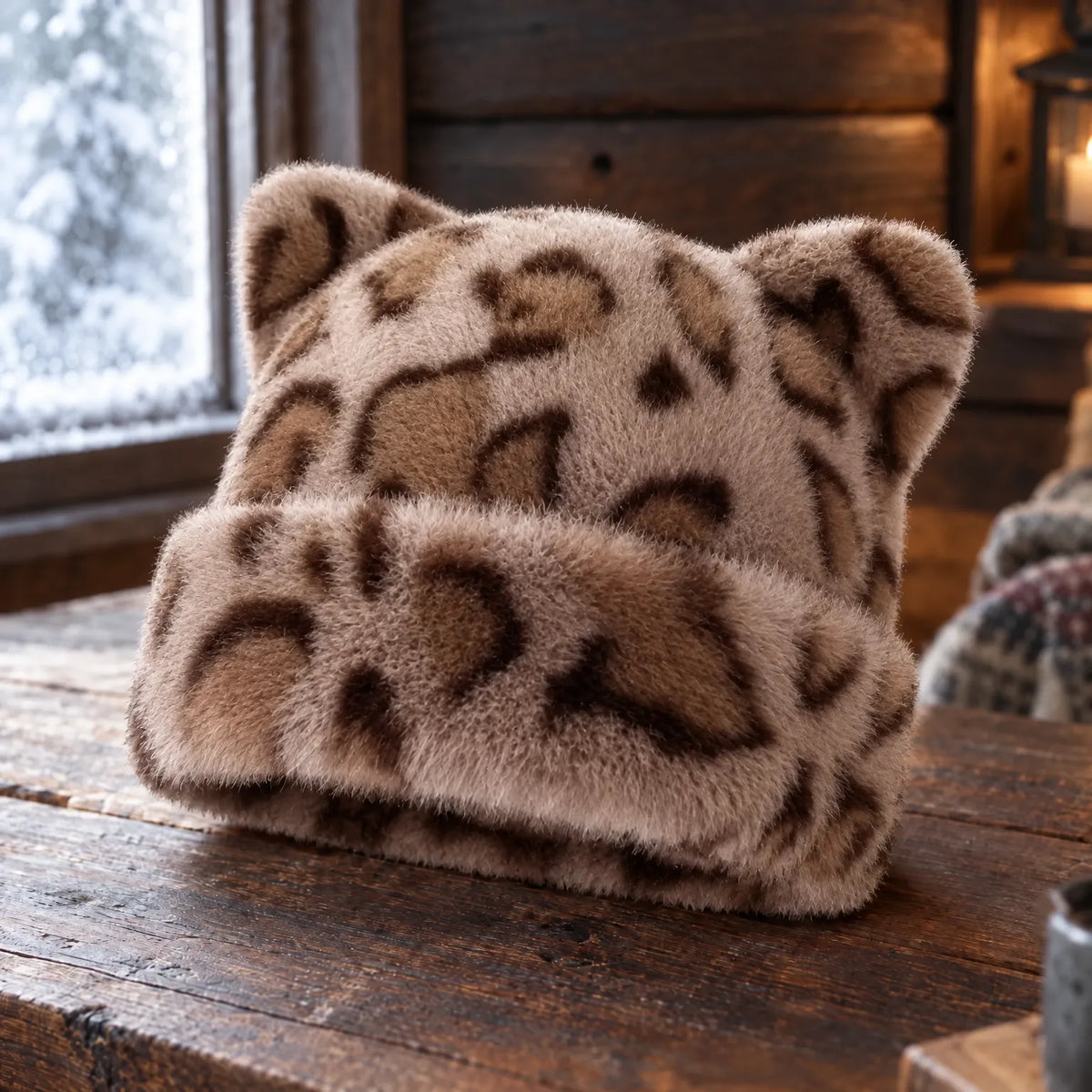 Animal Print Winter Beanie Hat
