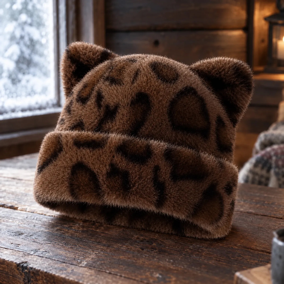 Animal Print Winter Beanie Hat