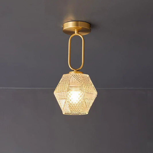 Art Deco Brass Glass Ceiling Light Fixture | Norvaxi