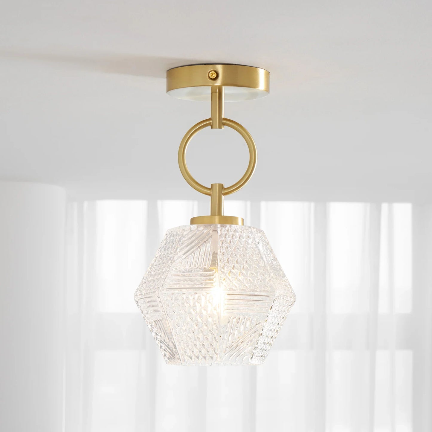Art Deco Brass Glass Ceiling Light Fixture | Norvaxi