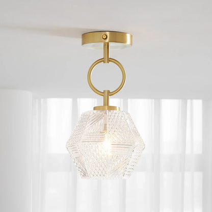 Art Deco Brass Glass Ceiling Light Fixture | Norvaxi