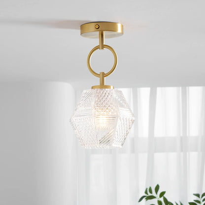 Art Deco Brass Glass Ceiling Light Fixture | Norvaxi