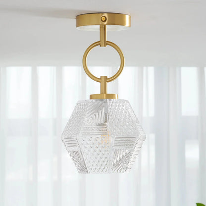 Art Deco Brass Glass Ceiling Light Fixture | Norvaxi