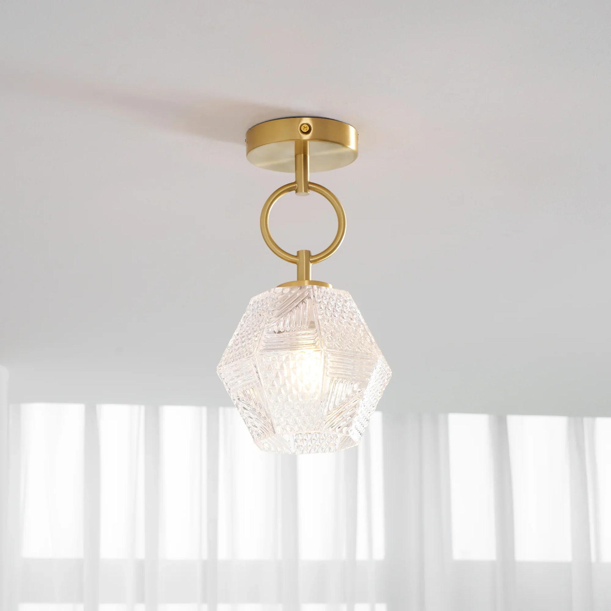 Art Deco Brass Glass Ceiling Light Fixture | Norvaxi