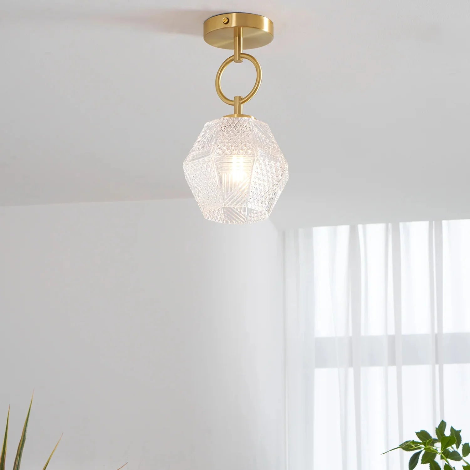 Art Deco Brass Glass Ceiling Light Fixture | Norvaxi