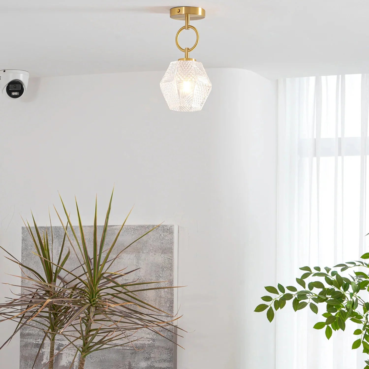Art Deco Brass Glass Ceiling Light Fixture | Norvaxi