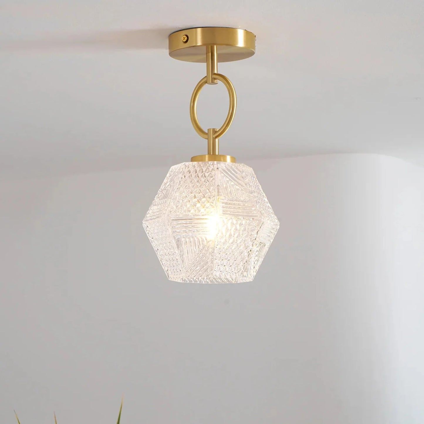 Art Deco Brass Glass Ceiling Light Fixture | Norvaxi