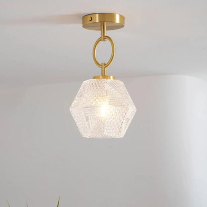 Art Deco Brass Glass Ceiling Light Fixture | Norvaxi