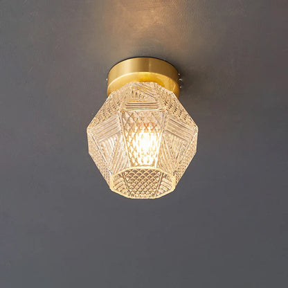 Art Deco Brass Glass Ceiling Light Fixture | Norvaxi