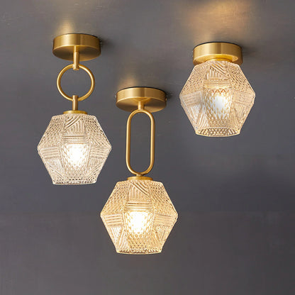Art Deco Brass Glass Ceiling Light Fixture | Norvaxi