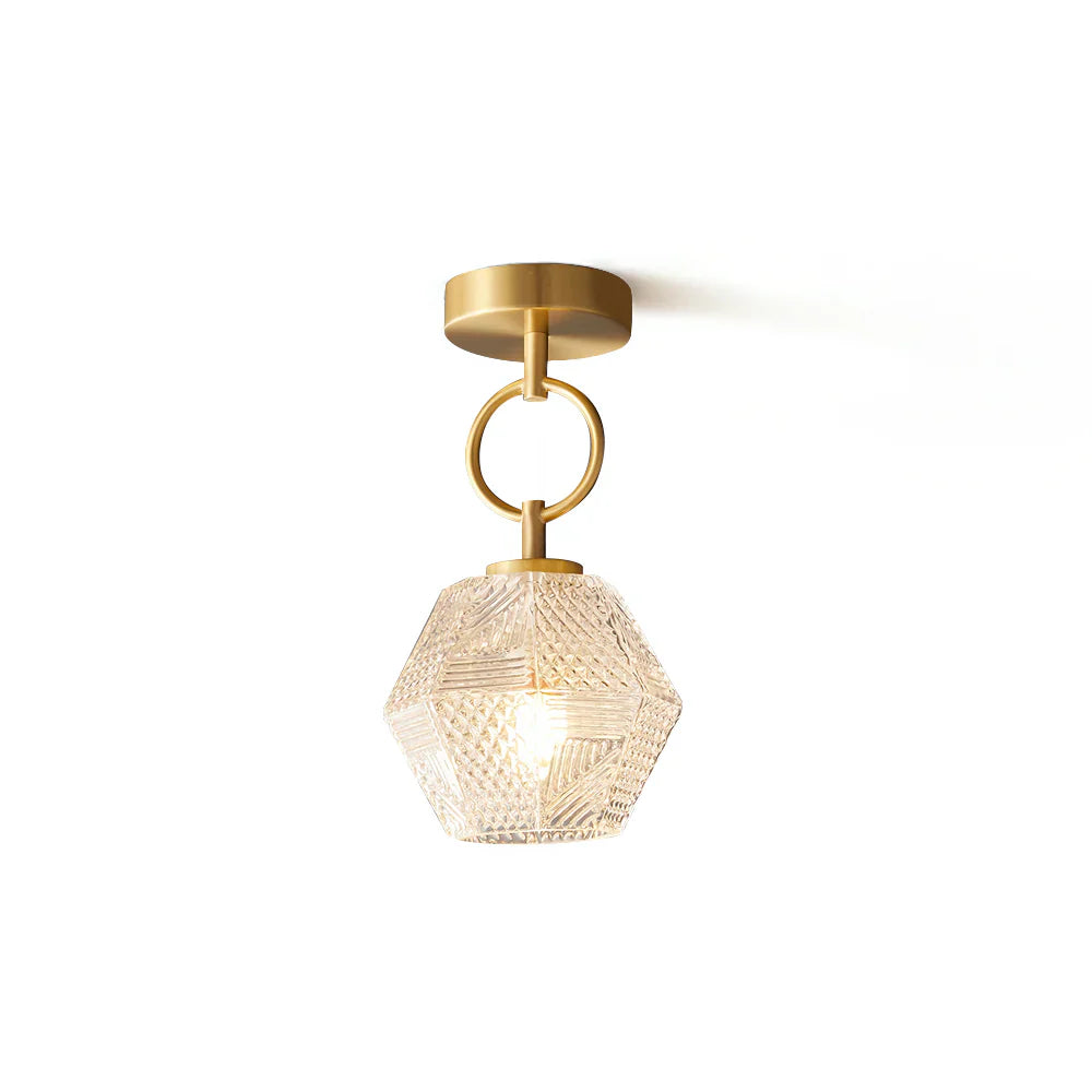 Art Deco Brass Glass Ceiling Light Fixture | Norvaxi