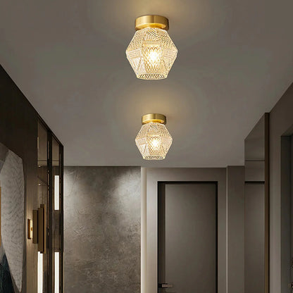Art Deco Brass Glass Ceiling Light Fixture | Norvaxi