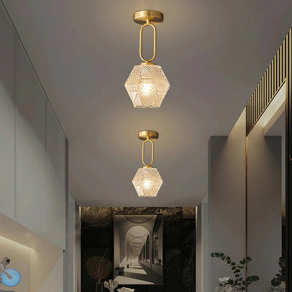 Art Deco Brass Glass Ceiling Light Fixture | Norvaxi