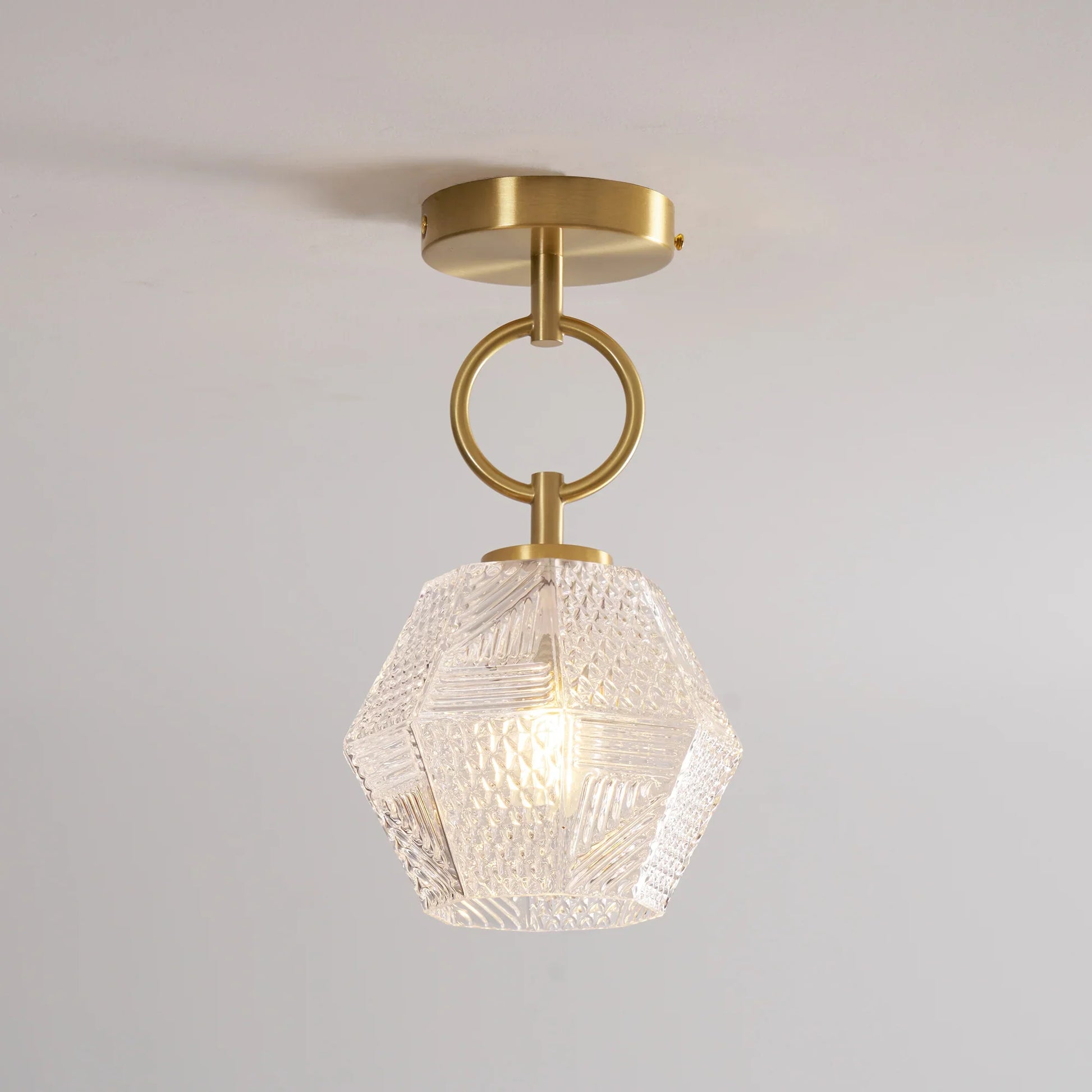 Art Deco Brass Glass Ceiling Light Fixture | Norvaxi