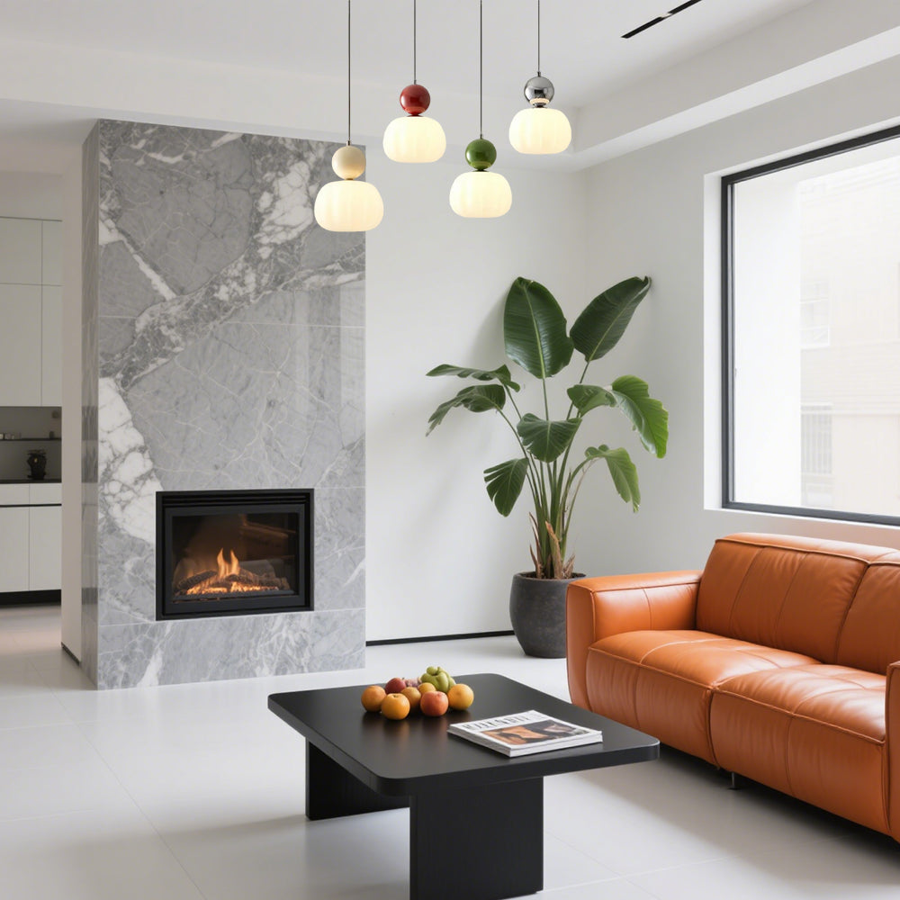 Art Deco Glass Pendant Light with Metal Frame | Evienne