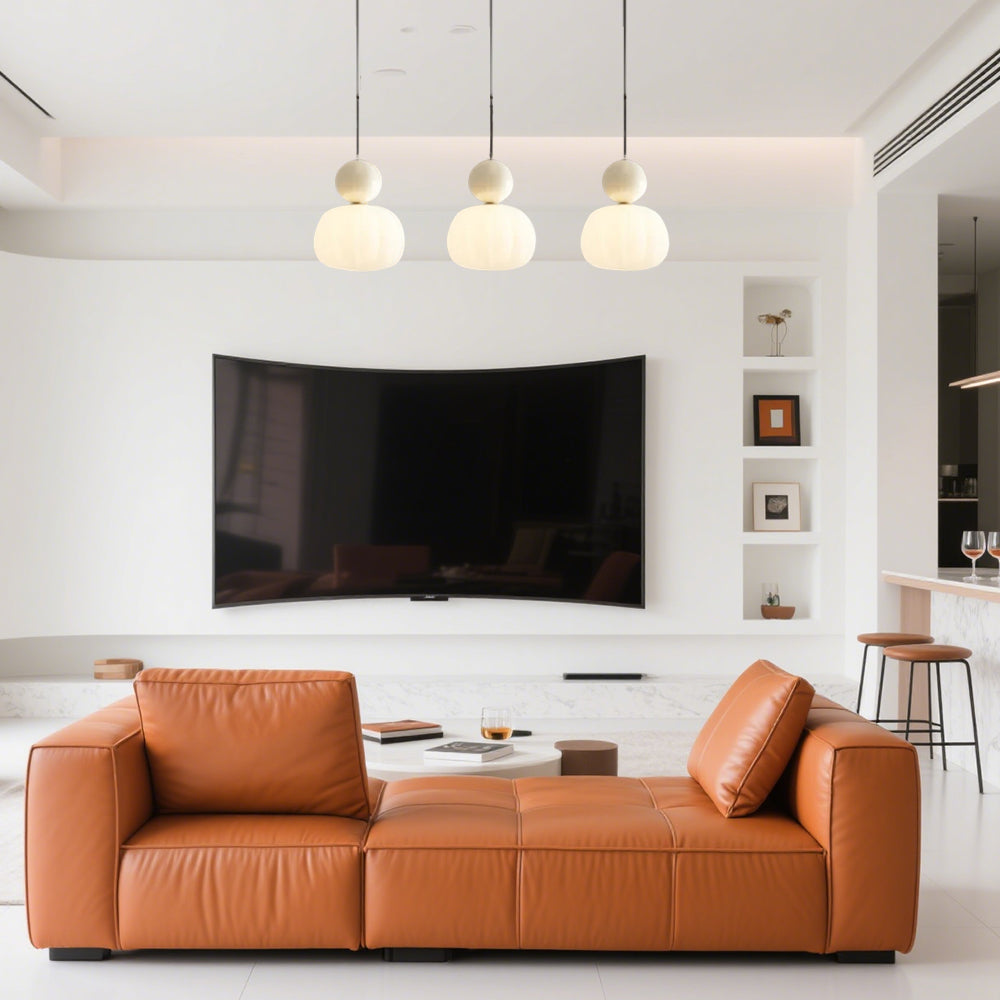 Art Deco Glass Pendant Light with Metal Frame | Evienne