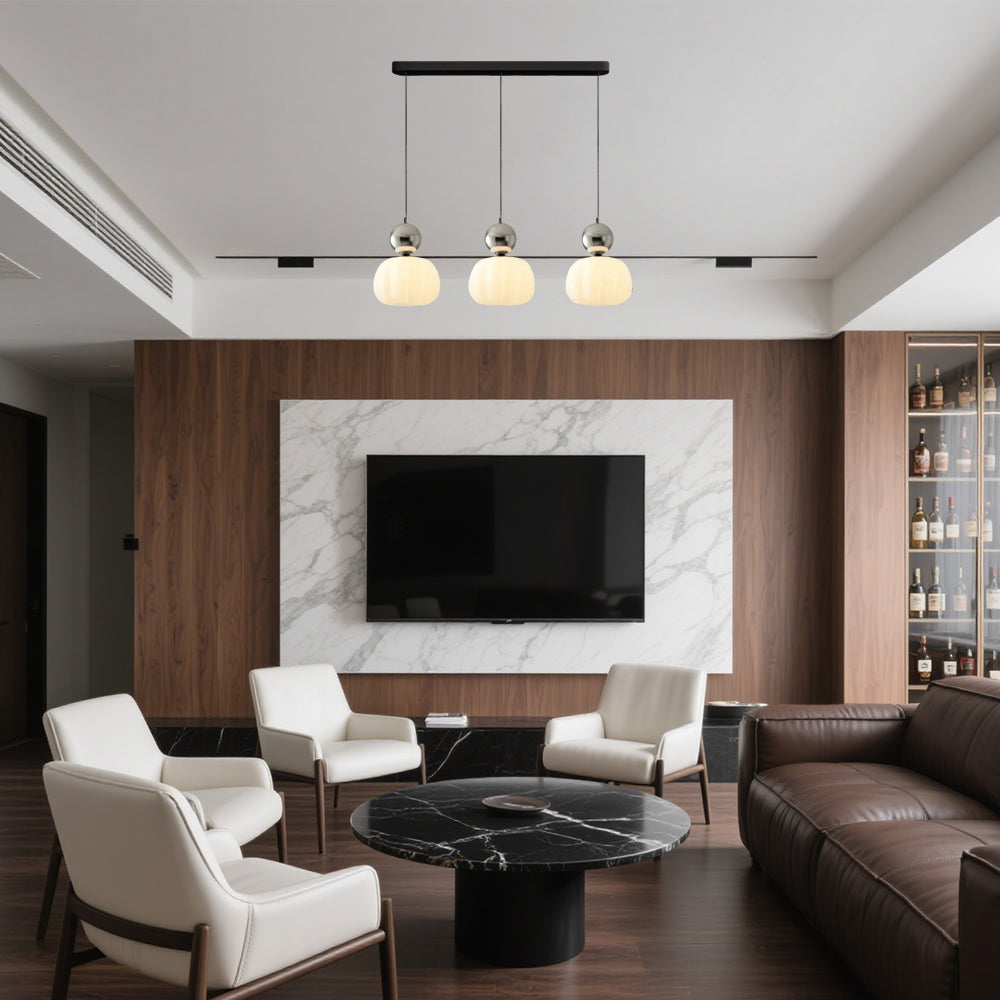 Art Deco Glass Pendant Light with Metal Frame | Evienne
