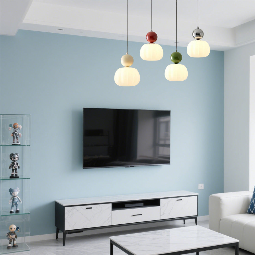 Art Deco Glass Pendant Light with Metal Frame | Evienne