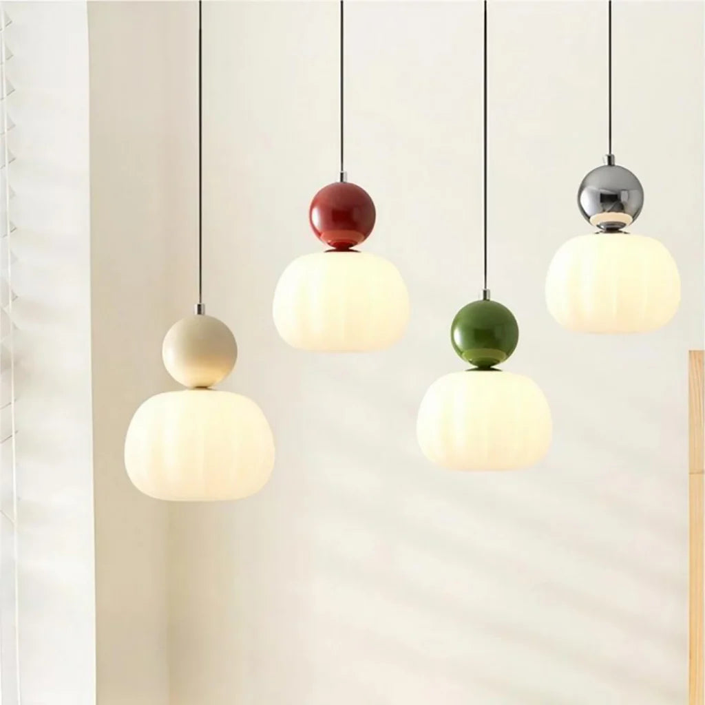 Art Deco Glass Pendant Light with Metal Frame | Evienne