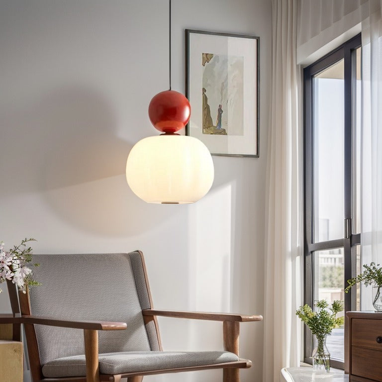 Art Deco Glass Pendant Light with Metal Frame | Evienne