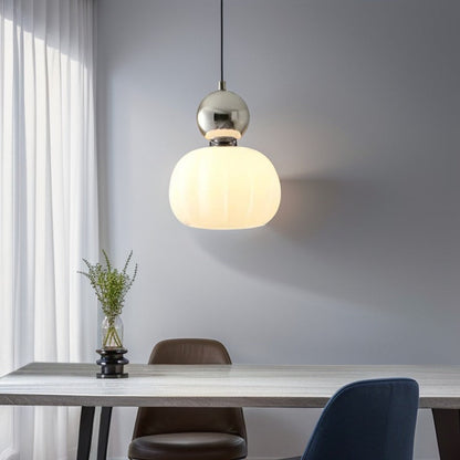 Art Deco Glass Pendant Light with Metal Frame | Evienne