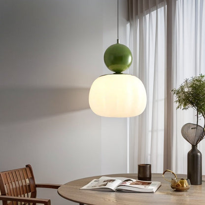 Art Deco Glass Pendant Light with Metal Frame | Evienne