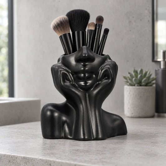 Artistic Human Face Makeup Brush Holder