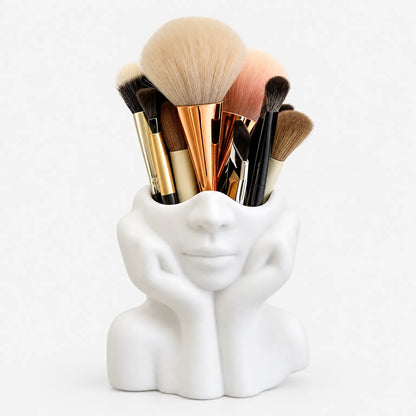 Artistic Human Face Makeup Brush Holder