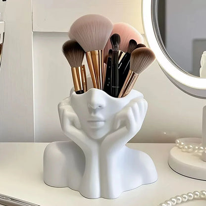 Artistic Human Face Makeup Brush Holder