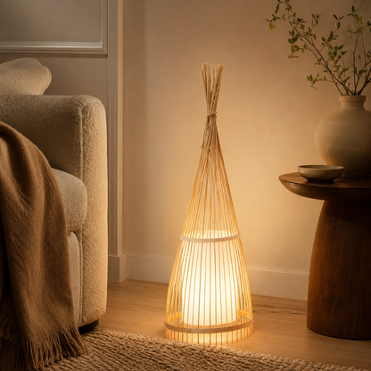 Bamboo Shade Standing Lamp for Indoor Ambient Lighting | Dovren