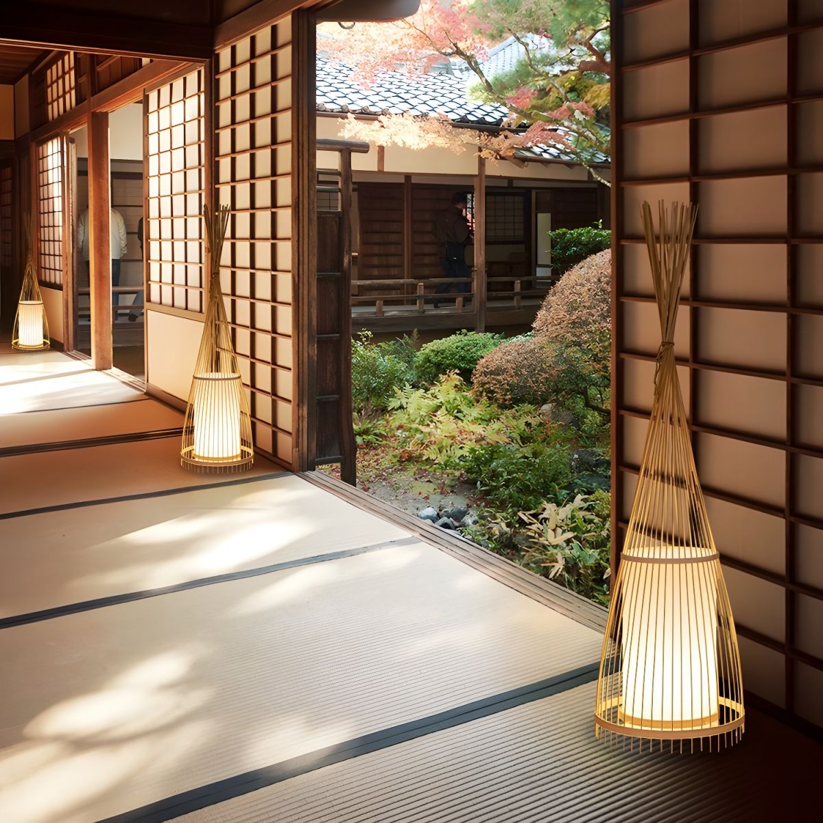 Bamboo Shade Standing Lamp for Indoor Ambient Lighting | Dovren