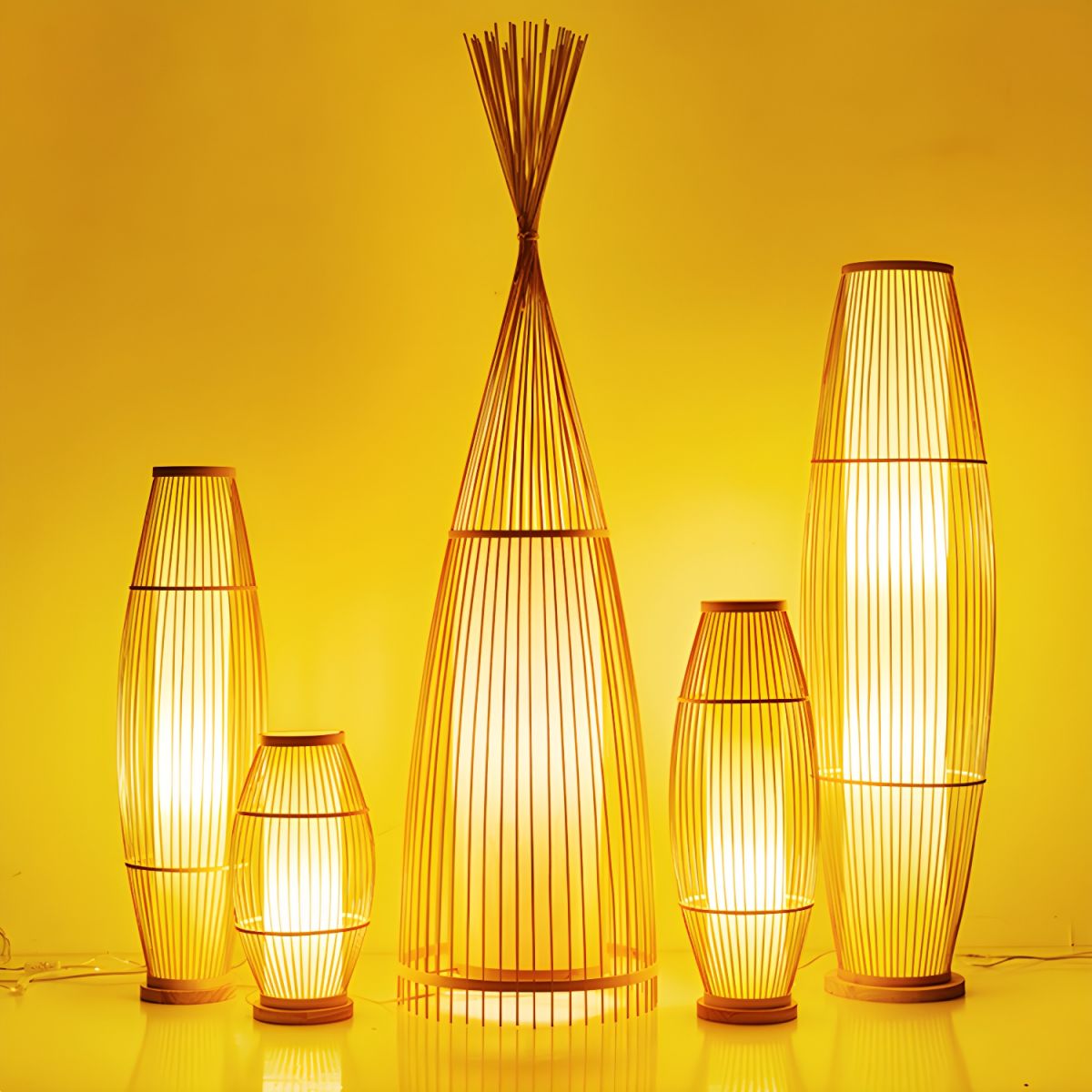 Bamboo Shade Standing Lamp for Indoor Ambient Lighting | Dovren