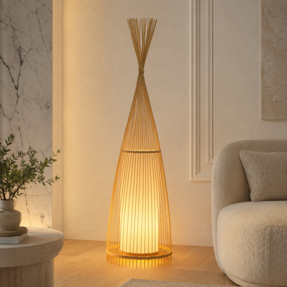 Bamboo Shade Standing Lamp for Indoor Ambient Lighting | Dovren