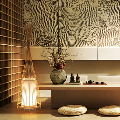 Bamboo Shade Standing Lamp for Indoor Ambient Lighting | Dovren