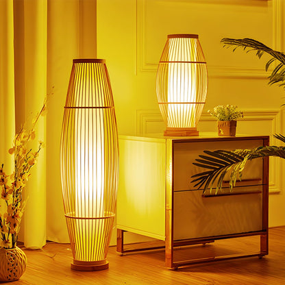 Bamboo Shade Standing Lamp for Indoor Ambient Lighting | Dovren