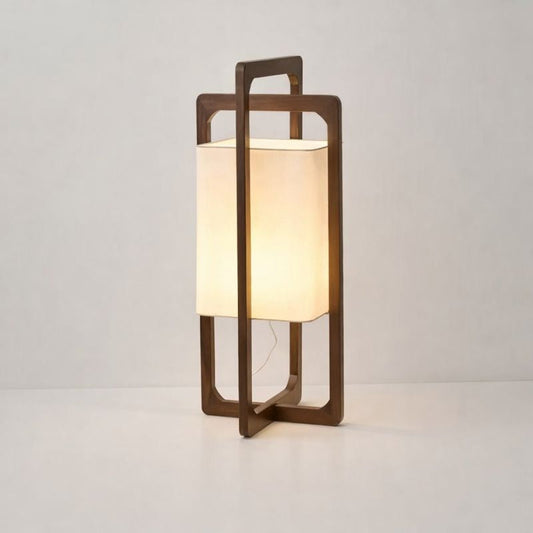 Bamboo Wood Floor Lamp with Fabric Shade Japan Style | Lumoriq