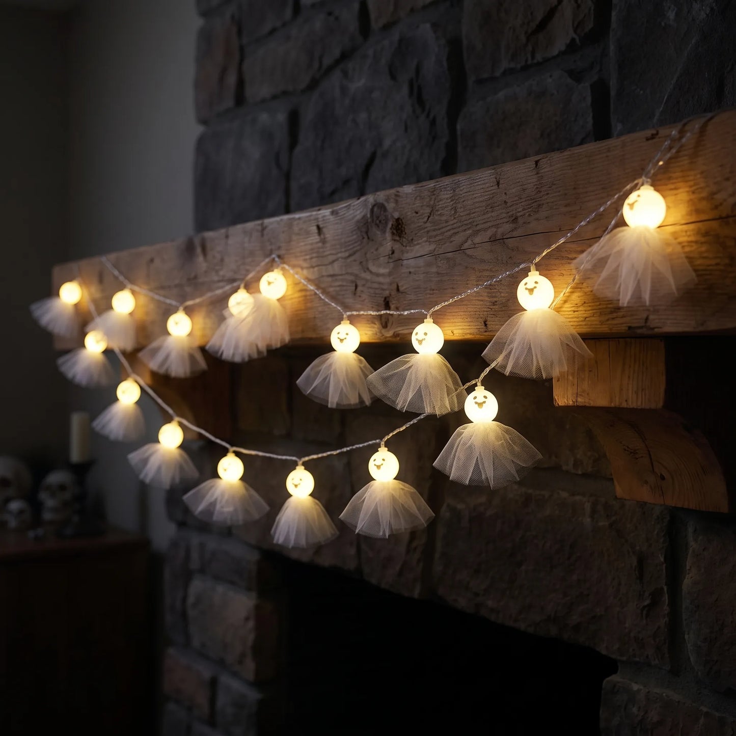 Battery Operated Halloween Ghost String Lights