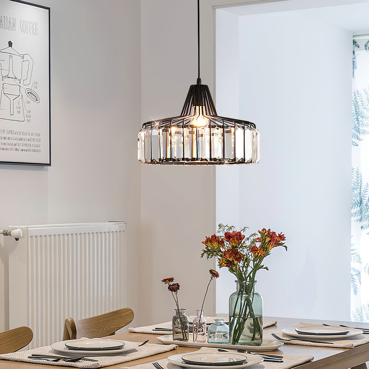 Black Crystal Nordic Style Pendant Light | Urelix