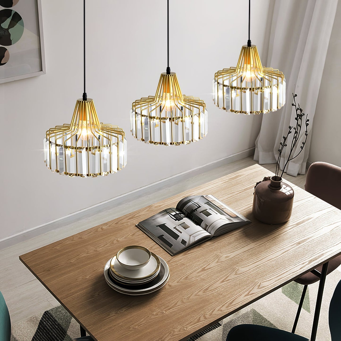 Black Crystal Nordic Style Pendant Light | Urelix