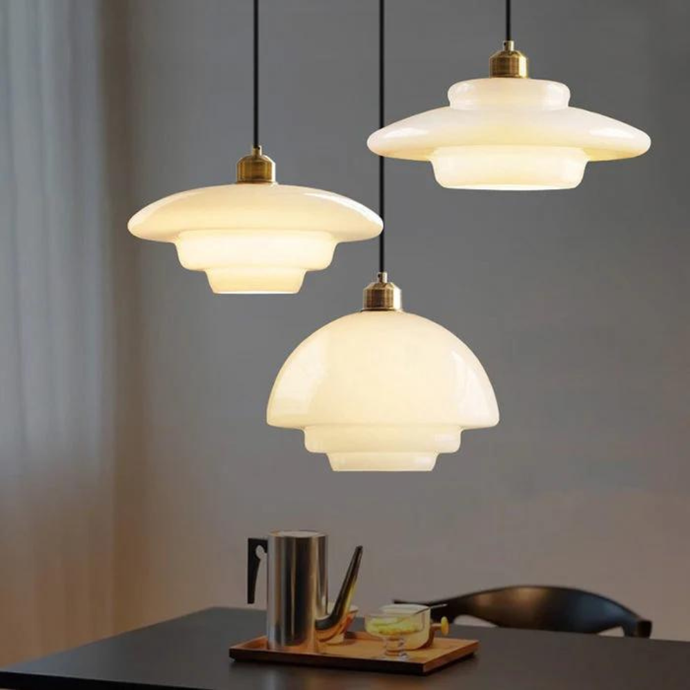 Brass Glass Art Deco Pendant Light Fixture | Lurelle